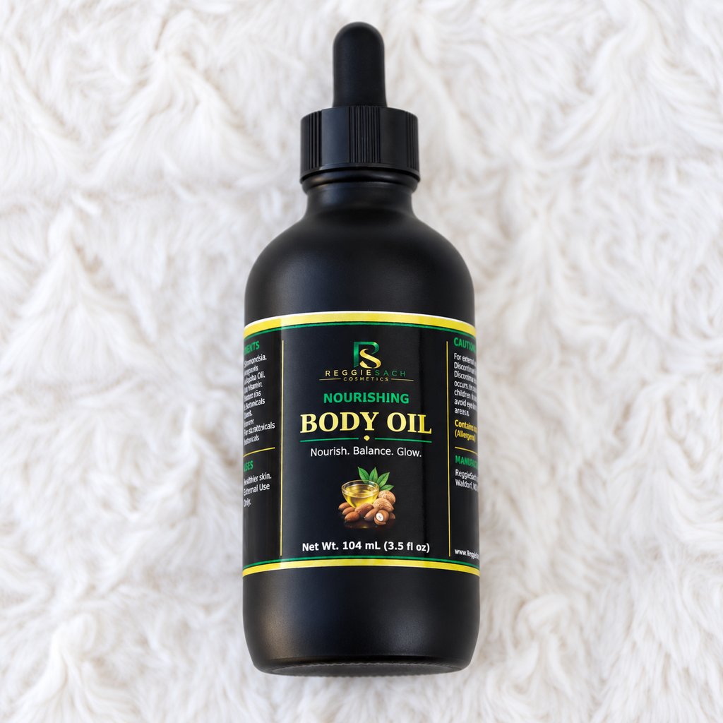 ReggieSach Body Oil — handcrafted body oil, authentic product photo, front view
