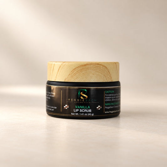 ReggieSach Vanilla Lip Scrub — handcrafted vanilla lip scrub, studio product photo, single item