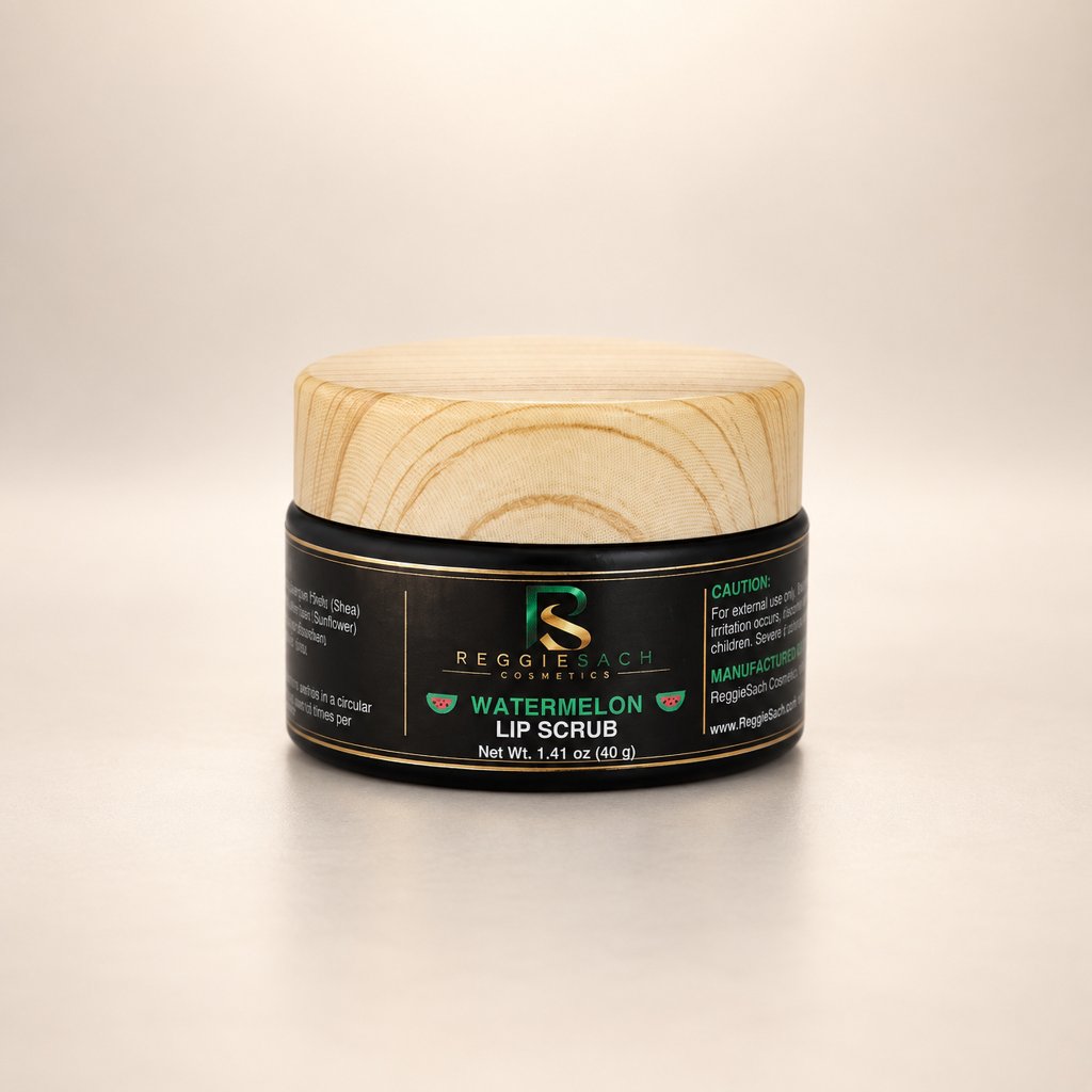 ReggieSach Watermelon Lip Scrub — handcrafted watermelon lip scrub, studio product photo, single item