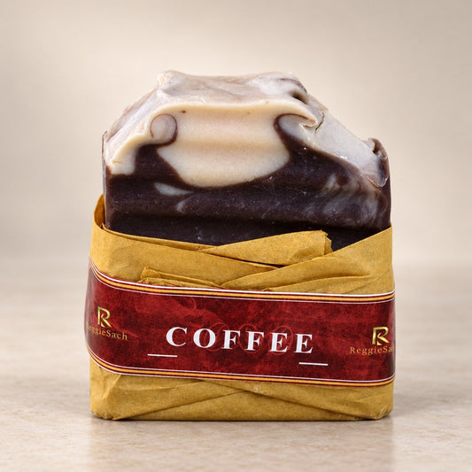 ReggieSach Coffee Bar Soap — handcrafted coffee bar soap, studio product photo