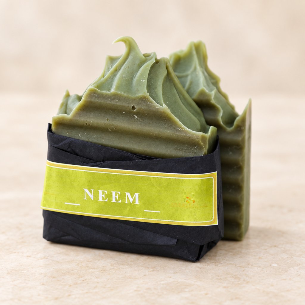 ReggieSach Neem Bar Soap — handcrafted neem bar soap, studio product photo, pair shown