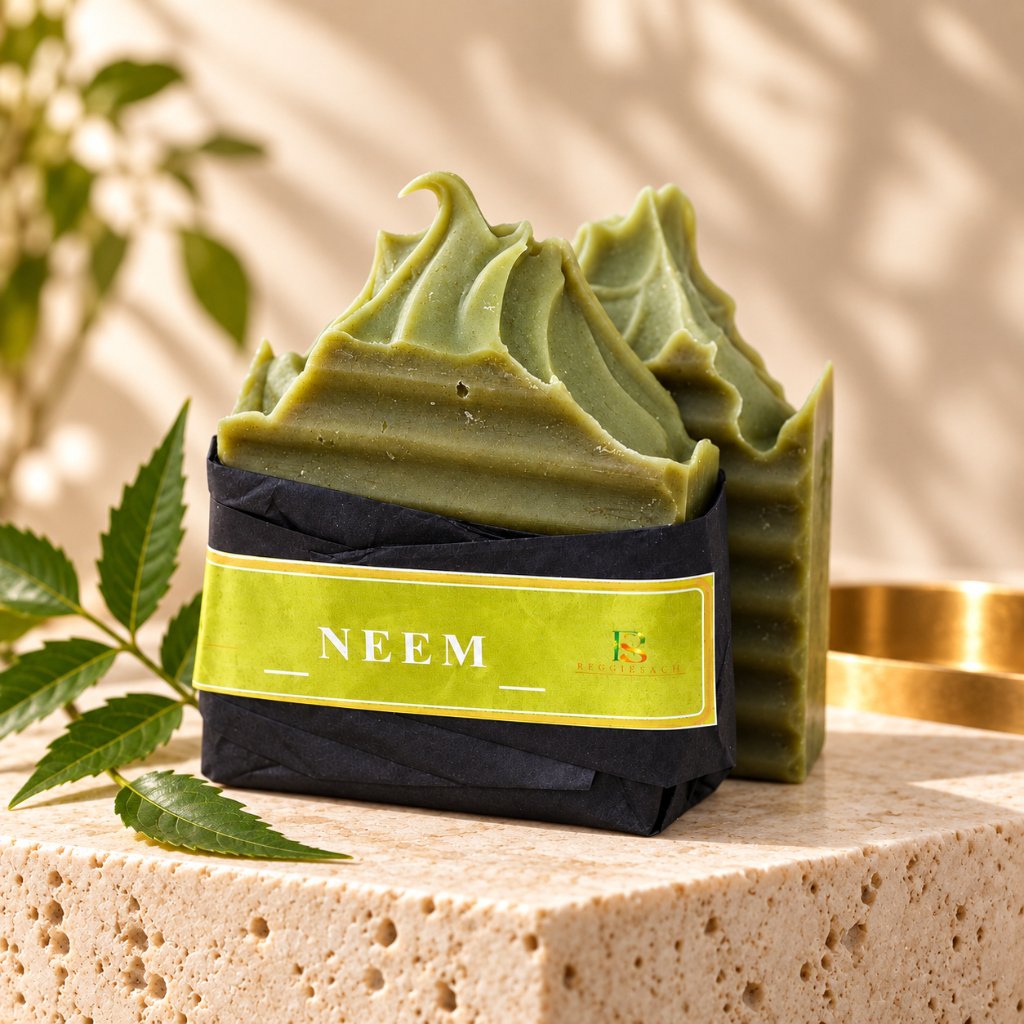 ReggieSach Neem Bar Soap — handcrafted neem bar soap, display product photo