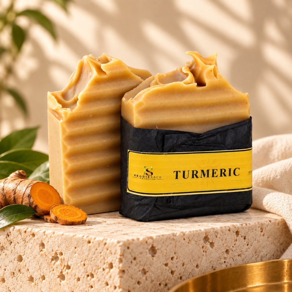 ReggieSach Turmeric Bar Soap — handcrafted turmeric bar soap, display product photo